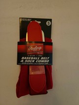 Rawlings BELTSOCKS-RED Baseball Belt &amp; Sock Combo Size Small-New-SHIPS N... - £15.46 GBP