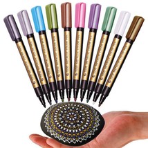 Metallic Artistry: Medium Point Markers for Rock, Ceramic, Glass, Mug, Plastic, - £18.80 GBP