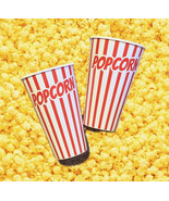 Retro style popcorn tubs cups containers red and white striped plastic s... - $4.00