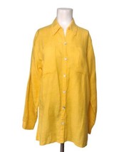 Chicos Design All Linen Tunic Top Size 0/S Relaxed Yellow Pockets Long Sleeve - £14.92 GBP