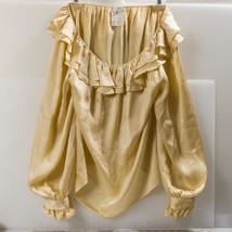 Chanel Drop Shoulder Long Sleeve Silk Blouse w/ Ruffled Neckline &amp; Wrists - $391.04