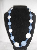 Vintage Sparkly Blue Flat Round Beads Necklace 18&quot; - €9,74 EUR