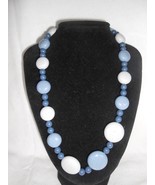 Vintage Sparkly Blue Flat Round Beads Necklace 18&quot; - $15.49 CAD