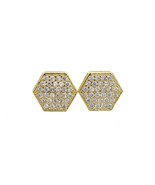 18k Layered Real Gold Filled Earrings Micro pave Settings Hip hop - $221.81 MXN