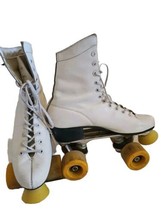 Vintage Quad Roller Skates Women’s Size 8 White Leather - £31.07 GBP