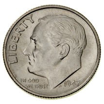 1947-S 10C Roosevelt Dime DDR Ch Sich Edelstein Bu, Fsh 10C 013.5 Doppelt Die - £39.55 GBP