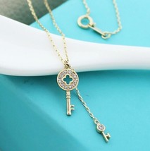 14ct Solid Gold Twin Key Chime Necklace - 14k, trinkets, zirconia diamond, gift - £174.86 GBP