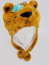 Animal Warm Hats Brown Bear Plush Wild Animal Cap Ear Flaps Loop Under Chin Nwt - £10.17 GBP