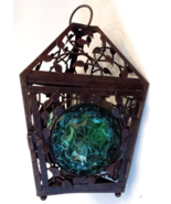 Vintage Partylite La Rosette Hanging Lantern Green Glass Tea Light Candl... - $68.24 CAD