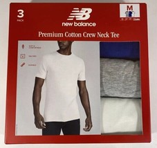 NEW BALANCE NB Men&#39;s Medium 3 Pack Crew Neck Premium Cotton T Shirt Unde... - $16.13