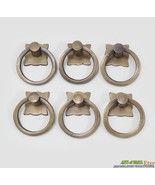Vintage Round Ring Pulls - Lot of 6 Solid Brass Antique Cabinet Drawer K... - $41.02 CAD