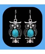 New Beautiful Turquoise   Owl Rhinestone Earrings - $5.00