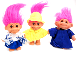 Troll Dolls Lot of 3 Russ Cheerleader Rain Coat D.A.M. Graduate Robe 4&quot; - £11.27 GBP