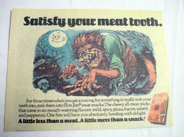 1978 Slim Jim Werewolf Color Ad Satisfy Your Meat Tooth - $7.99