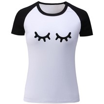 Easy And Cute Eyelash Sleep Eyes Womens Girls Casual T-Shirts Print Graphic Tops - £13.24 GBP