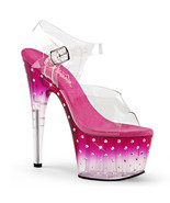 PLEASER STARDUST-708T Women&#39;s 7&quot; Heel Platform Ankle Strap W/RS Studded ... - £55.27 GBP