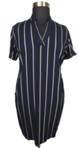 Ava + Viv Blue Striped Woven Short Sleeve Shift Dress -Pockets- Plus 1X - £15.71 GBP