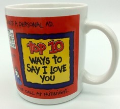 PAPEL Coffee Mug Top 10 Ways To Say I LOVE YOU Funny Sayings Red Cartoon - $14.81