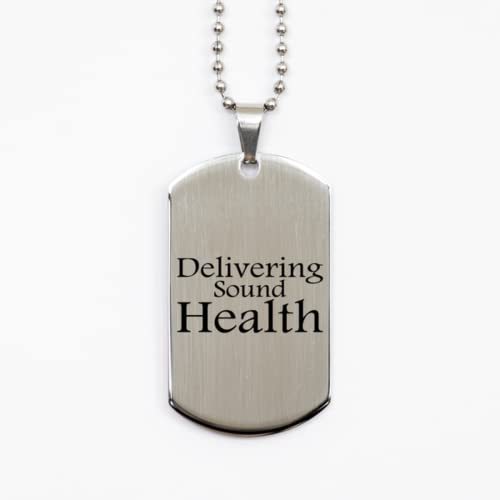 Funny Nurse Silver Dog Tag, Delivering Sound Health, Best Nurse Apprecia... - $19.55