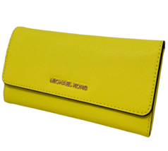 Michael Kors Large Trifold wallet Leather Sunshine Yellow NWT $278 35S8GTVF7L - £65.52 GBP