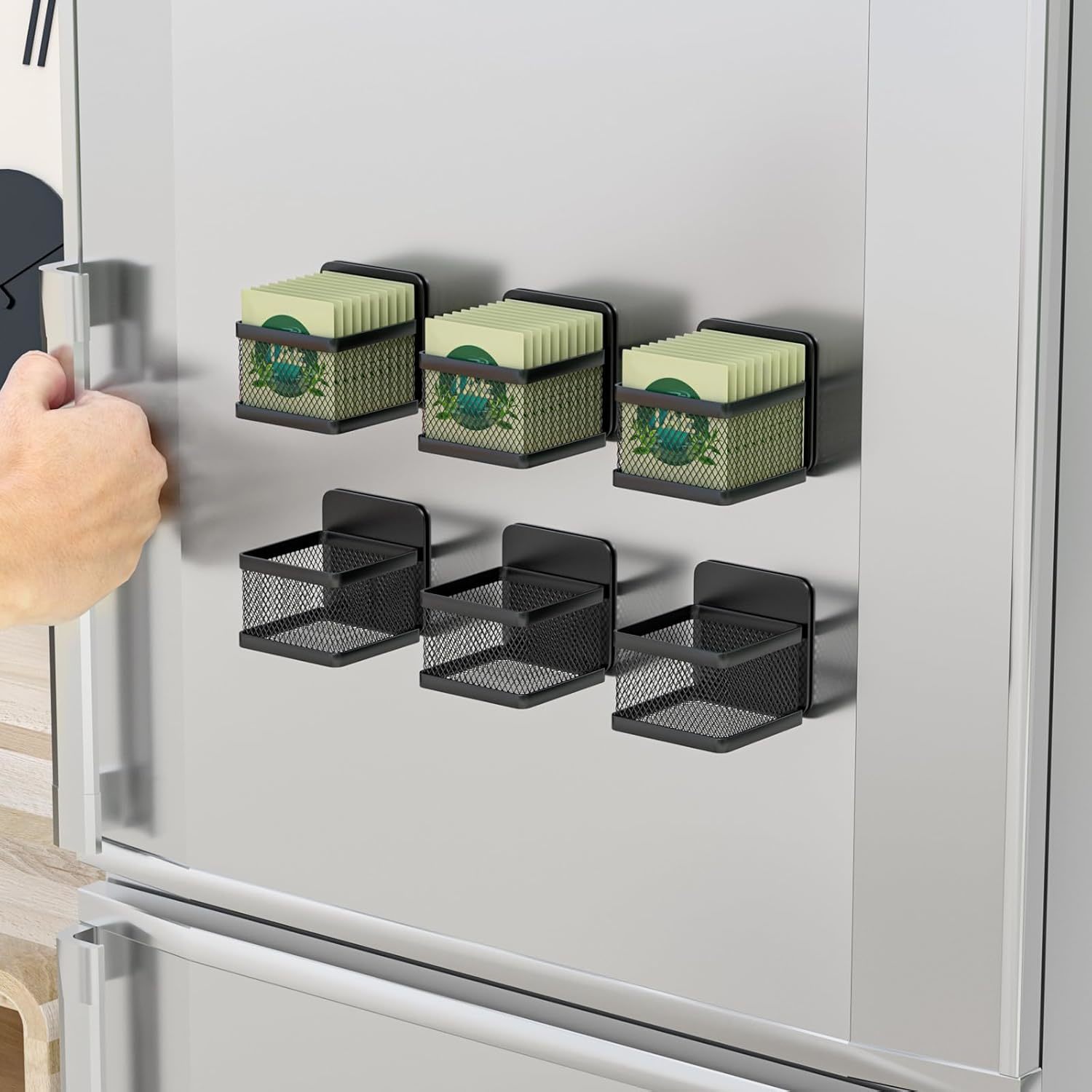 Magnetic Tea Bag Organizer - Set Of 6 Stylish Metal Tea Holders For Refrigerator