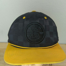 Boston Bruins Cap Mitchell &amp; Ness Strapback Flat Rope Brim Hat NHL Black Logo  - £13.64 GBP