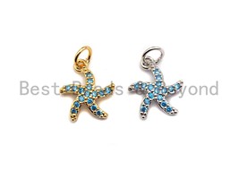 Turquoise CZ Micro Pave Starfish Shape Pendant,Cubic Zirconia Charm/Pendant, - $1.99