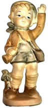 Vintage 70s Boy Figure Holding Horn Waving Inspired by Hummel Goebel 6.75 in - £11.98 GBP