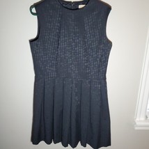 Michael Kors Womens 12 Dress Black Geometric Monochromatic High Neck Pleated - £11.16 GBP