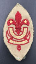Vintage 1940s Boy Scouts 1st Class Khaki Woven Cloth Patch 1.75&quot; x 3.5&quot; - £10.94 GBP