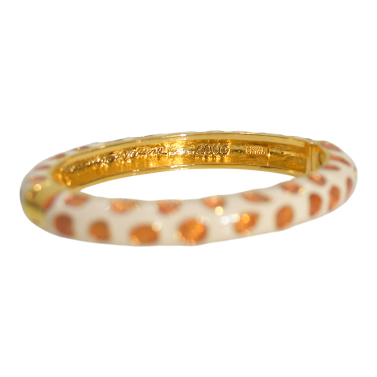KENNETH JAY LANE Enamel Cuff Bracelet in cream orange and gold print Item image 3