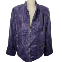 Elementz Jacket Womens XL Animal Snake Alligator Print Purple Jacket Zip Up - £35.17 GBP