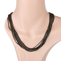 Gold Tone With Black Overlay Multi Strand Necklace - $54.99