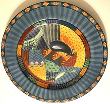 &#39;96 Vintage Johnson Brothers Stoneware Caribbean Pattern Rimmed Dinner Plate 12&quot; - $19.78