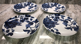 Set of 4 Royal Norfolk 10.5&quot; Blue Floral Dinner Plates Brand New-SHIPS N... - £46.64 GBP