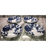 Set of 4 Royal Norfolk 10.5&quot; Blue Floral Dinner Plates Brand New-SHIPS N... - £46.97 GBP