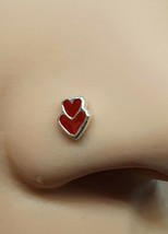 Heart Nose Stud Red Enamel 925 Sterling Silver Heart 22g (0.6mm) Ball En... - £3.93 GBP