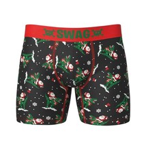 Swag Christmas Santa Claws Riding Dinosaurs Wrapped In Lights Boxers Men&#39;s Nwt - £14.37 GBP