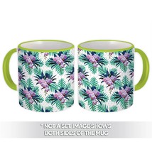 Tropical Flower Bouquet : Gift Mug Orchids Leaves Dots Pattern Plant Nature Trav - £12.70 GBP