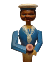 ANRI Sailor Drinks Bottle Stopper Wood Carved Puppet Barware Vintage Mechanical - £70.62 GBP