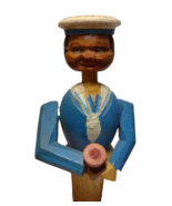 ANRI Sailor Drinks Bottle Stopper Wood Carved Puppet Barware Vintage Mec... - £70.19 GBP