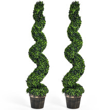 Costway 2 Pack 4FT Artificial Spiral Boxwood Topiary Tree Indoor Outdoor Decor - £184.64 GBP