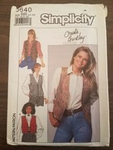 1989 Misses&#39; Lined Vests Pattern Christie Brinkley Simplicity 0640 Size ... - $6.88