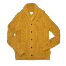 NWT J.Crew Cotton Cable-knit Shawl-collar Cardigan Sweater in Gold L - £85.66 GBP