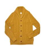NWT J.Crew Cotton Cable-knit Shawl-collar Cardigan Sweater in Gold L - £86.03 GBP