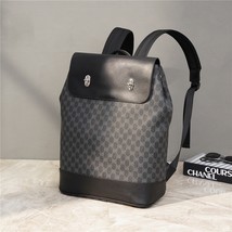 Business Fashion Men Backpack Designer Letter Pattern Leather Male Travel Large  - £61.60 GBP