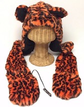 High quality Winter Warm Soft Faux Fur Animal Hat Cap Mitten w/headphone Orangy - £7.50 GBP