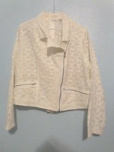 Cato Women’s Size 16 Ivory Lace Asymmetrical Zip Front Crop Lined Jacket - £15.13 GBP