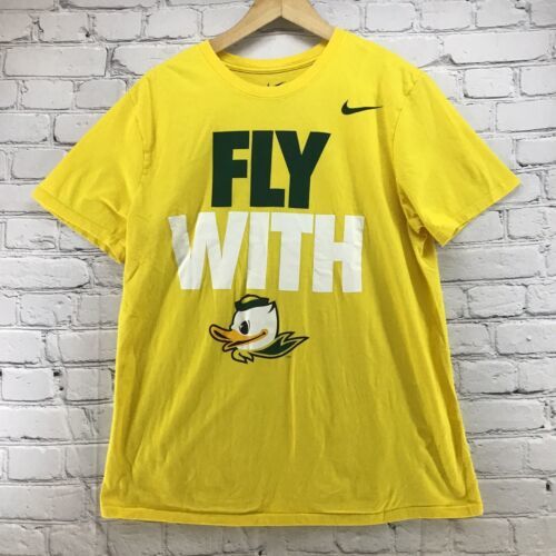 The Nike Tee Fly With Oregon Ducks U Of O Yellow Green Sz L Athletic Cut - $11.88