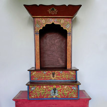 Tibetan Buddhist Prayer Offering Altar Shrine Cabinet with Drawers - Nepal - $332.49